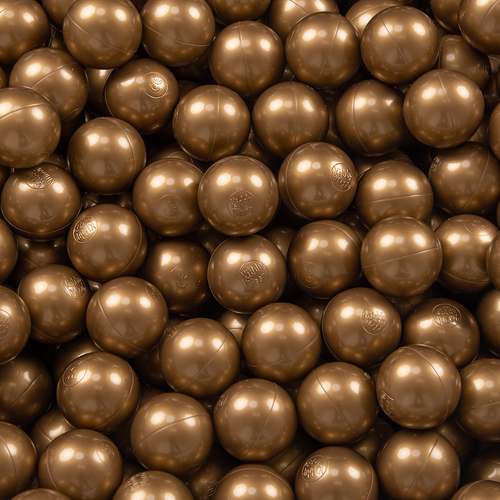 KiddyMoon Soft Plastic Play Balls ∅ 7cm/2.75in Mono-colour certified Made in EU, gold, 100 Balls/7cm-2.75in