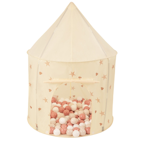 Play Tent For Kids Pavilion Playhouse Children Easy To Assemble Play Tent For Babies and Toddlers Pop up Play For Indoor And Outdoor, light beige: pastel beige/salmon pink/white, 100x130cm/400 balls