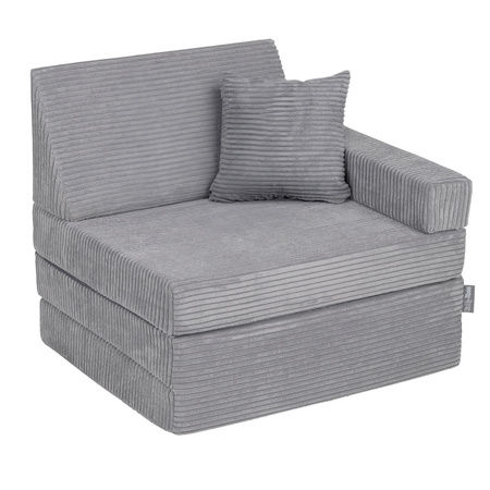 KiddyMoon Armchair Kids Foldable Children Multifunctional Foam Mattress Sofa Bed Folding Toddler Couch Chair for Playroom Bedroom Living Room, dark grey, Armchair with Pillow