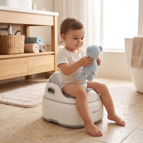 KiddyMoon Potty Training Chair for Toddlers Lockable Cover Anti-Slip Elements, Grey, UNI