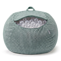 KiddyMoon Bean Bag for Children 2-in-1 Storage for Toys 80x80x50cm, zielony