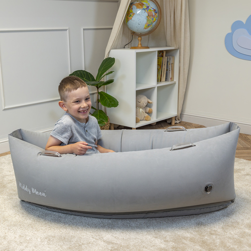 KiddyMoon Inflatable Sensory Peapod Chair For Kids With Handles And Pump, Grey, M