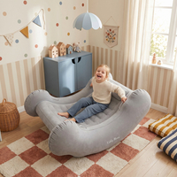 KiddyMoon Inflatable Sensory Rocker Chair For Kids With Pump And Handles, light grey, L