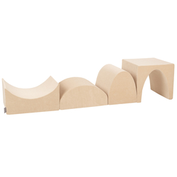 PPZV-234 KiddyMoon Foam playground sand beige VELVET hill/tunnel/ramp L/haftshaft L, sand beige, Multi-Size