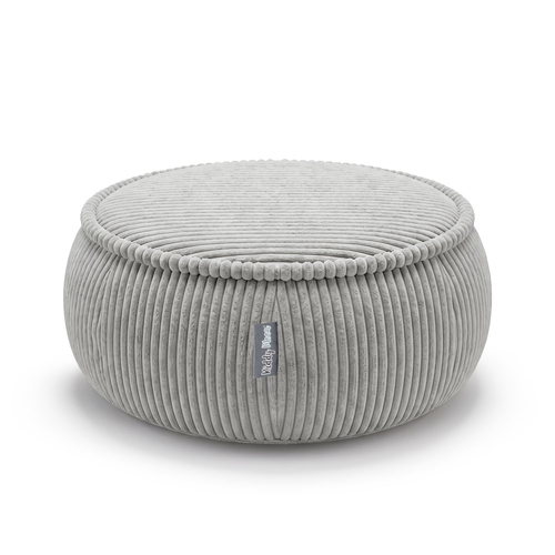 KiddyMoon Kids’ Foam Pouffe with Removable Cover, light grey, M