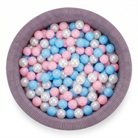 KiddyMoon Ball Pit for Baby and Toddler, Soft Play Ball Pool with ribbed Washable Cover, Purple: Baby Blue/Light Pink/Pearl, 90 x 30 cm / 200 Balls