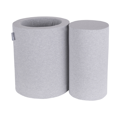 KiddyMoon Foam Playground For Kids Obstacle Course For Children and Babies Soft Construction Blocks, Certified Made In The EU, light grey, barrel/roller
