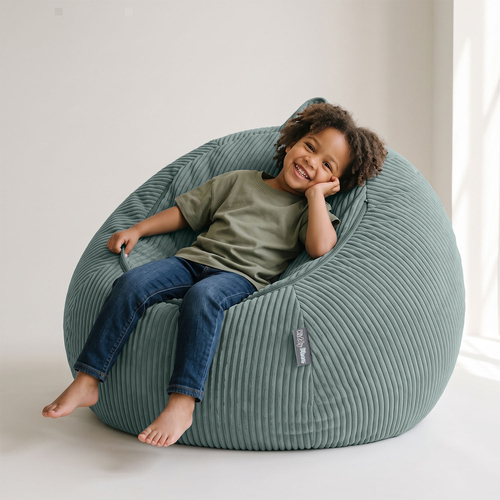 KiddyMoon Bean Bag for Children 2-in-1 Storage for Toys 80x80x50cm, zielony