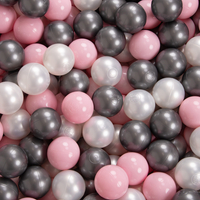KiddyMoon Baby Foam Ball Pit with Balls ∅ 7cm / 2.75in Square Made in EU, light grey:pearl/powderpink/silver