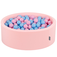 KiddyMoon Baby Foam Ball Pit with Balls ∅ 7cm / 2.75in Made in EU, Bubble gum: light pink/baby blue, 90x30cm/300 balls
