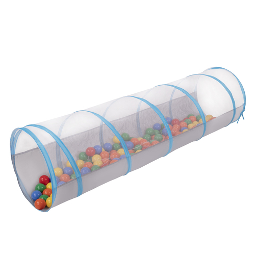 Play Tunnel For Kids Toddlers Pop Up Crawl Tunnel Foldable Crawling Play Tent for Children Perfect For Indoor And Outdoor Easy To Assemble, grey-blue:yellow/green/blue/red/orange, 900 Balls