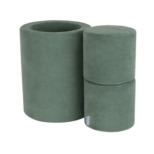 KiddyMoon Foam Playground Velvet For Kids Obstacle Course For Children Montessori Toy For Babies Soft Construction Blocks Element, forest green, barrel/pouf/pouf