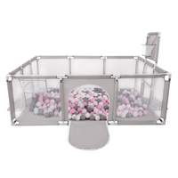 Baby Playpen Big Size Playground with Plastic Balls for Kids, Grey:white/grey/mint/light pink, 200 balls