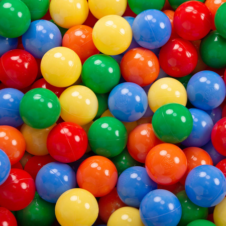 KiddyMoon Baby Foam Ball Pit with Balls ∅ 7cm / 2.75in Made in EU, dark grey:yellow/green/blue/red/orange, 90x30cm/300 balls
