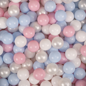 KiddyMoon Foam Playground For Kids Soft Textured Safe Blocks, purple: pastel blue/perle/powder pink/white, Ballpit (300 Balls) + Version 3