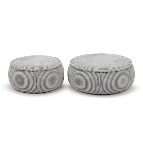 KiddyMoon Kids’ Foam Pouffe with Removable Cover, light grey, L
