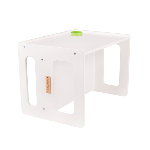 KiddyMoon Wooden Table with Chair for Kids TC-001, White