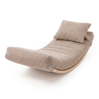KiddyMoon Cushion Set For Balance Board Mattress and Pillow Ribbed Fabric Washable Cover, dark beige, Mattress/Pillow