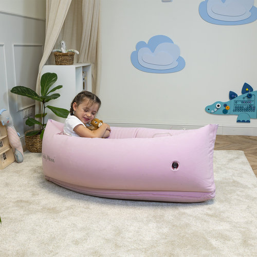 KiddyMoon Inflatable Sensory Peapod Chair For Kids With Handles And Pump, Pink, M
