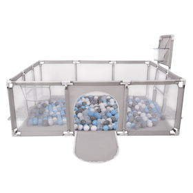 Baby Playpen Big Size Playground with Plastic Balls for Kids, Grey:grey/white/transparent/babyblue, 900 balls