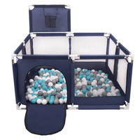 square play pen filled with plastic balls basketball, Blue:grey/white/turquoise, 200 balls