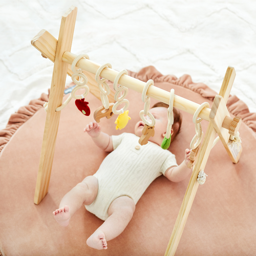 KiddyMoon Wooden Baby Gym for Newborns BT-001, Natural, UNI
