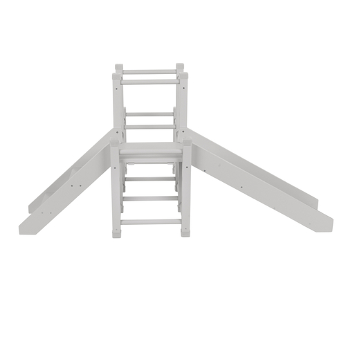 KiddyMoon wooden playground with a slide for kids, Grey, UNI