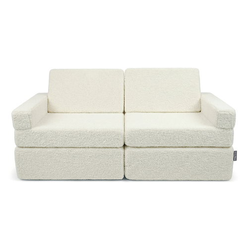KiddyMoon Sofa for Kids in Foam with Soft Teddy Fabric, Modular and Foldable, for Playing, Reading and Relaxing, creamy, Sofa