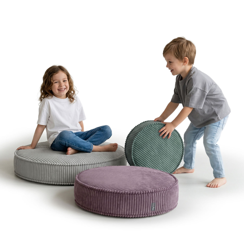 KiddyMoon 3-Piece Foam Elements for Kids Children's Room Accessory, zielony-fioletowy-jasnoszary
