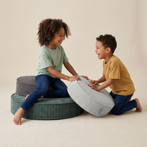 KiddyMoon 3-Piece Foam Elements for Kids Children's Room Accessory, ciemnoszary-jasnoszary-zielony