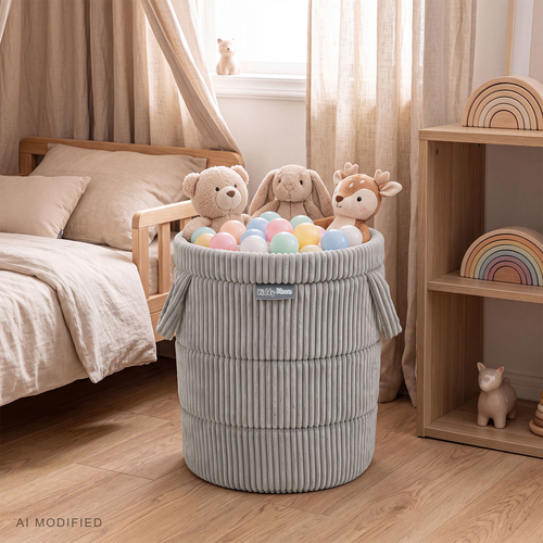 KiddyMoon KM-BIN Toys basket, Light Grey