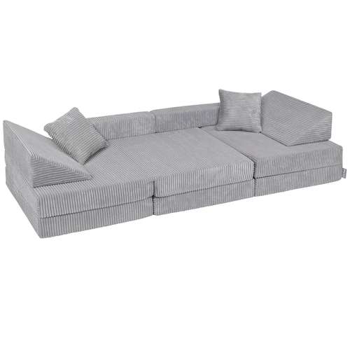 KiddyMoon Foam Sofa for Children Multifunctional Mattress Armchair Kids Foldable  Bed Folding Toddler Couch Chair for Playroom Bedroom Living Room, dark grey, Sofa with 2 Pillows