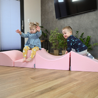 KiddyMoon Foam Playground for Kids Obstacle Course for Children Montessori Toy for Babies Soft Construction Blocks Element, Halfshaft/Ramp/Wedge/Steps, Certified Made in The EU, pink:-, Multi-Size
