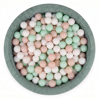 KiddyMoon Ball Pit for Baby and Toddler, Soft Play Ball Pit, 90 x 30 cm with 200 Balls, Soft Foam Ball Pool, Ribbed Washable Cover, Green: Pastel Beige/White/Mint, 90 x 30 cm / 200 Balls