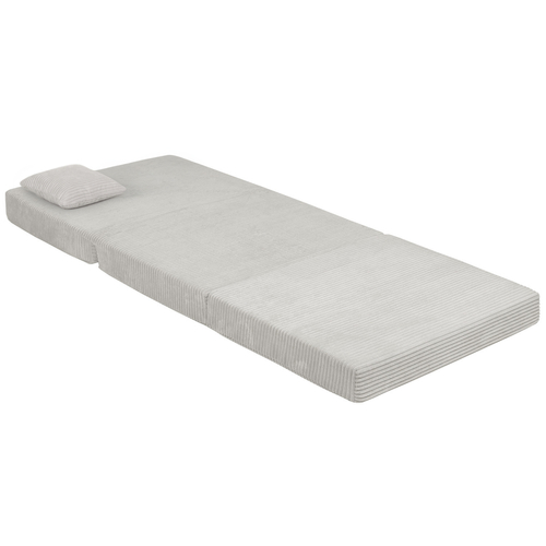 KiddyMoon Multifunctional Foam Mattress Foldable Bed Armchair Kids Children Sofa Folding Toddler Couch Chair for Playroom Bedroom Living Room, light grey, Mattress with Pillow