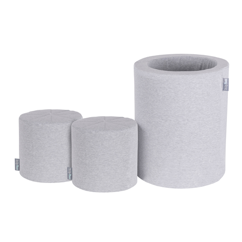 KiddyMoon Foam Playground For Kids Obstacle Course For Children Montessori Toy For Babies Soft Construction Blocks, Certified Made In The EU, Light Grey, barrel/pouf/pouf
