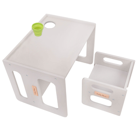 KiddyMoon Wooden Table with Chair for Kids TC-001, Grey