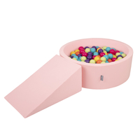 KiddyMoon Foam Playground for Kids with Round Ballpit ( ∅ 7cm/2.75In) Soft Obstacles Course and Ball Pool, Certified Made In The EU, pink:lgreen/yellow/turquoise/orange/dpink/purple, Ballpit (100 Balls) + Wedge