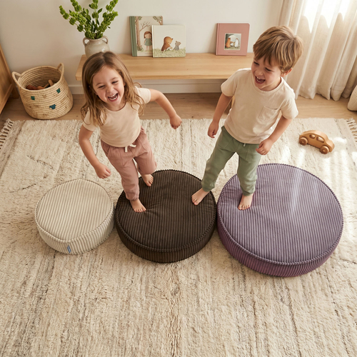 KiddyMoon 3-Piece Foam Elements for Kids Children's Room Accessory, beżowy-brązowy-fioletowy