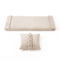 KiddyMoon Cushion Set For Balance Board Mattress and Pillow Ribbed Fabric Washable Cover, beige, Mattress/Pillow