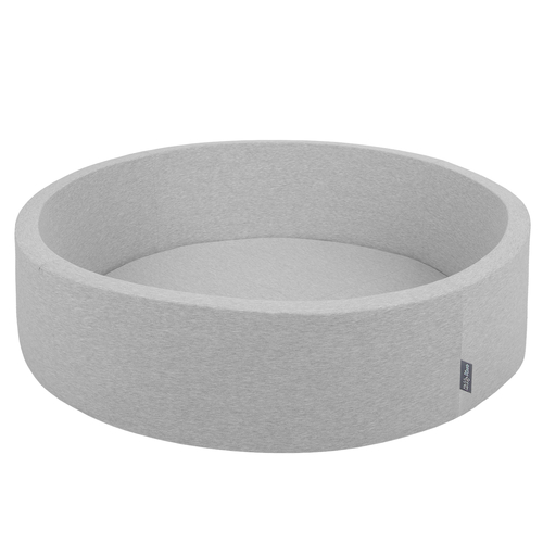 KiddyMoon Soft Ball Pit Round  ∅ 7Cm / 2.75In For Kids, Foam Ball Pool Baby Playballs Children, Made In The EU, light grey:grey/white/transparent/babyblue, 120x30cm/200 balls