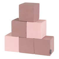 KiddyMoon Soft Foam Cubes Building Blocks 14cm for Children Multifunctional Foam Construction Montessori Toy for Babies, Certified Made in The EU, cubes: heather-pink, 6 Pieces