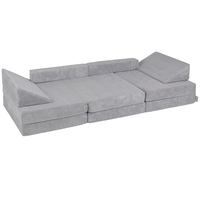 KiddyMoon Foam Sofa for Children Multifunctional Mattress Armchair Kids Foldable  Bed Folding Toddler Couch Chair for Playroom Bedroom Living Room, dark grey, Sofa