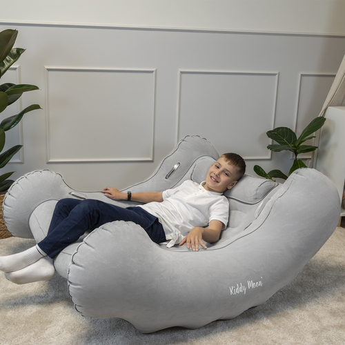 KiddyMoon Inflatable Sensory Rocker Chair For Kids With Pump And Handles, Grey, L