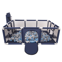 Baby Playpen Big Size Playground with Plastic Balls for Kids, Dark Blue:grey/white/transparent/babyblue, 400 balls