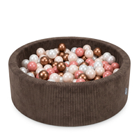 KiddyMoon Ball Pit for Baby and Toddler, Soft Play Ball Pool with ribbed Washable Cover, Brown: Pastel Beige/Copper/Pearl/Salmon, 90 x 30 cm / 200 Balls