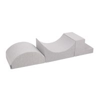 KiddyMoon Foam Playground for Kids with Square Ballpit ( ∅ 7cm/2.75In) Soft Obstacles Course and Ball Pool, Certified Made In The EU, lightgrey:white/grey/mint, Ballpit (300 Balls) + Version 6