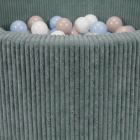 KiddyMoon Ball Pit for Baby and Toddler, Soft Play Ball Pool with ribbed Washable Cover, Green: Pastel Beige/Pastel Blue/White/Pearl, 90 x 30 cm / 200 Balls