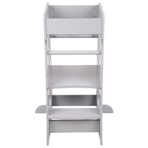 KiddyMoon Kitchen Helper For Kids Step Stool Learning Tower for Children Learning Chair Adjustable Height Level Montessori Furniture, Babies Kitchen Gadgets, ST-003, Grey, 91,5x39,3x49,4