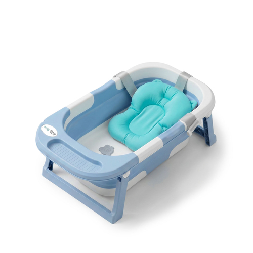 KiddyMoon Foldable Baby Bathtub Plastic Infant Bath Tub, Blue, M